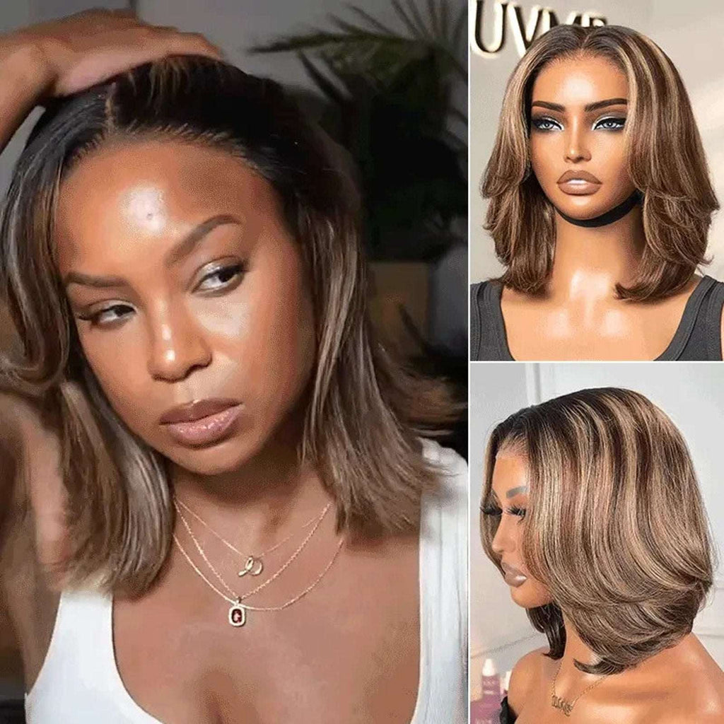 Luvme 100% Human Hair Wig 150% Density Brown/Blonde Highlights Glueless One Size