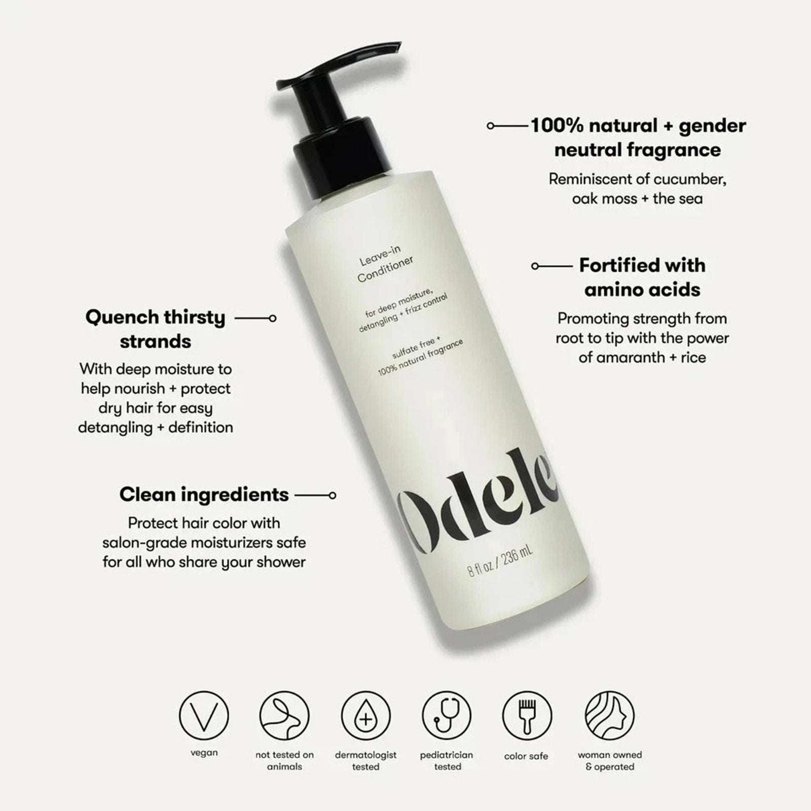 Odele Leave-In Conditioner, Deep Moisture & Frizz Control, All Hair Types, 8 oz
