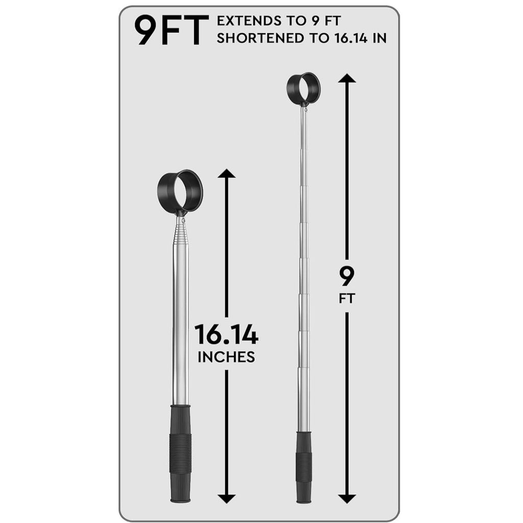JKL 9Ft Two-Sided Telescopic Golf Ball Retriever for Water Stainless Steel Shaft