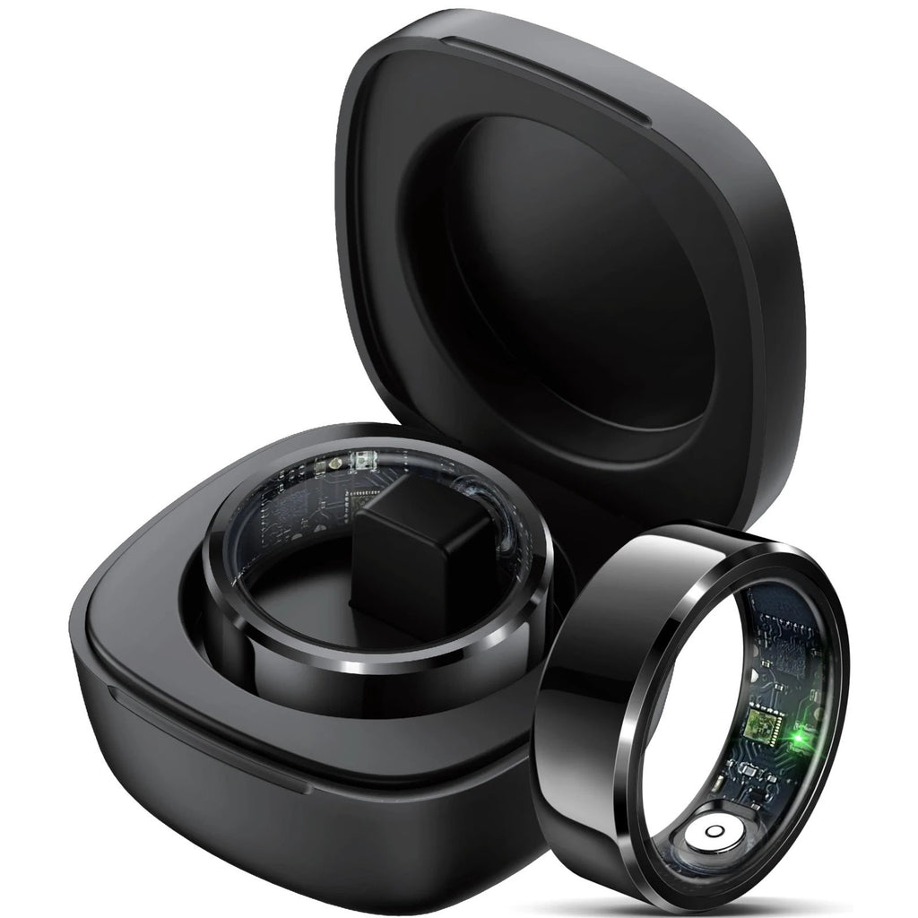 R6 Smart Ring +Charging Case Health Sleep Monitor Fitness Tracker IP68 Size 10