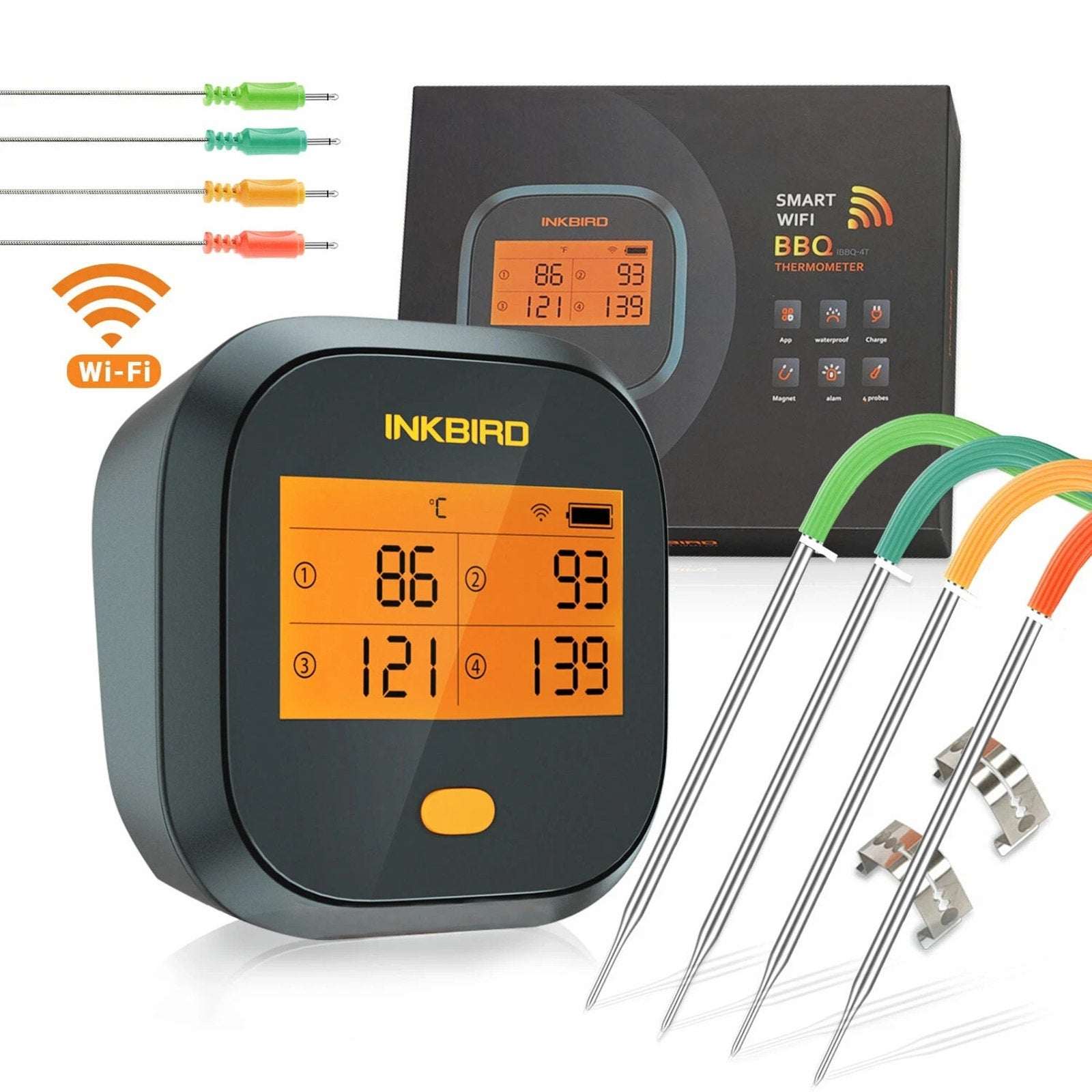 Inkbird Remote Wifi Food Thermometer IBBQ-4T BBQ Meat Cooking Kitchen Grill Tool
