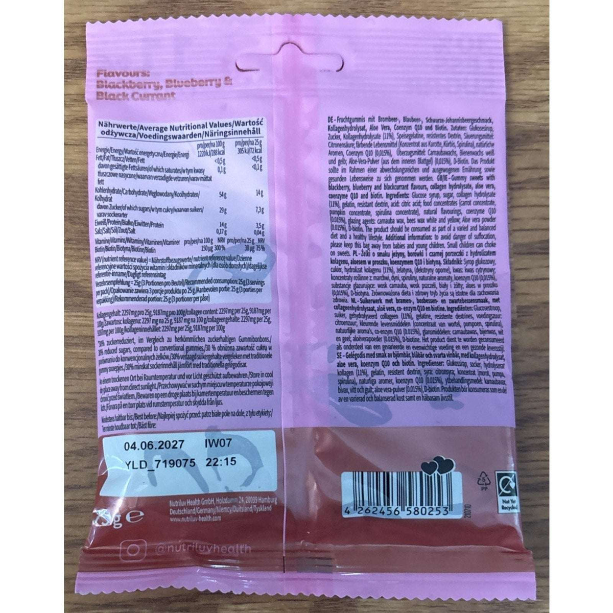 2x Nutriluv 11% COLLAGEN Gummy Candy 30% Less Sugar 2.65oz Each w/ Biotin, Aloe