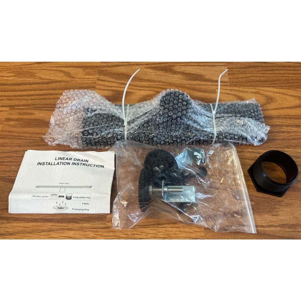 12" Linear Shower Drain Matte Black 304 SS Tile Insert Adjustable Feet Strainer