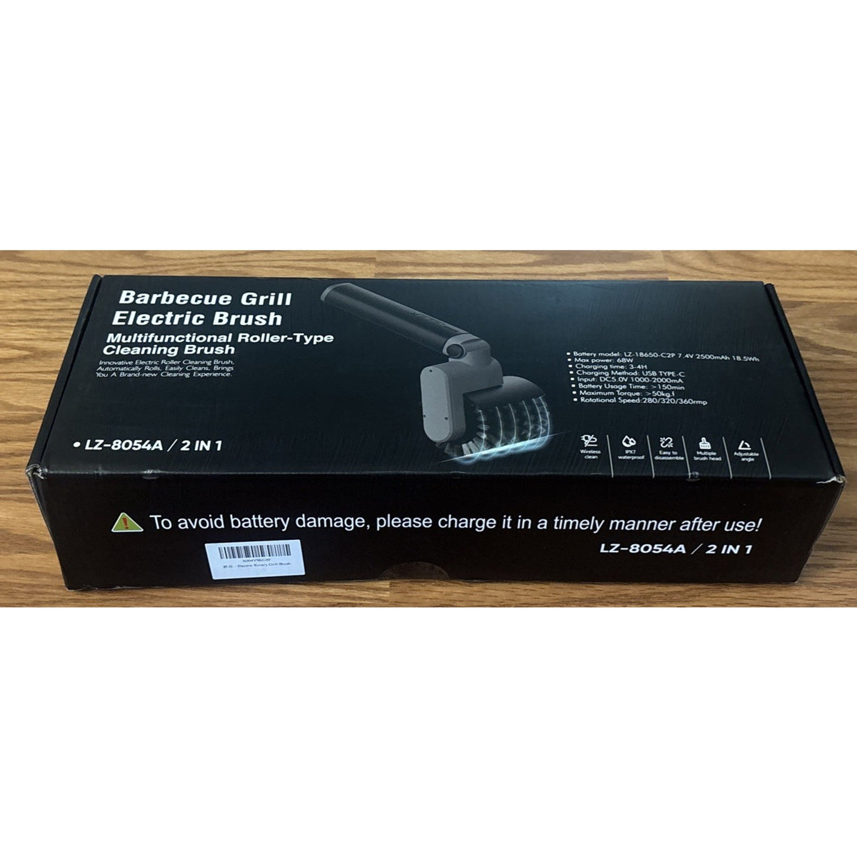 Electric Grill Brush Cordless Rechargeable 3 Speed 7.4V Power Steel BBQ Cleaner