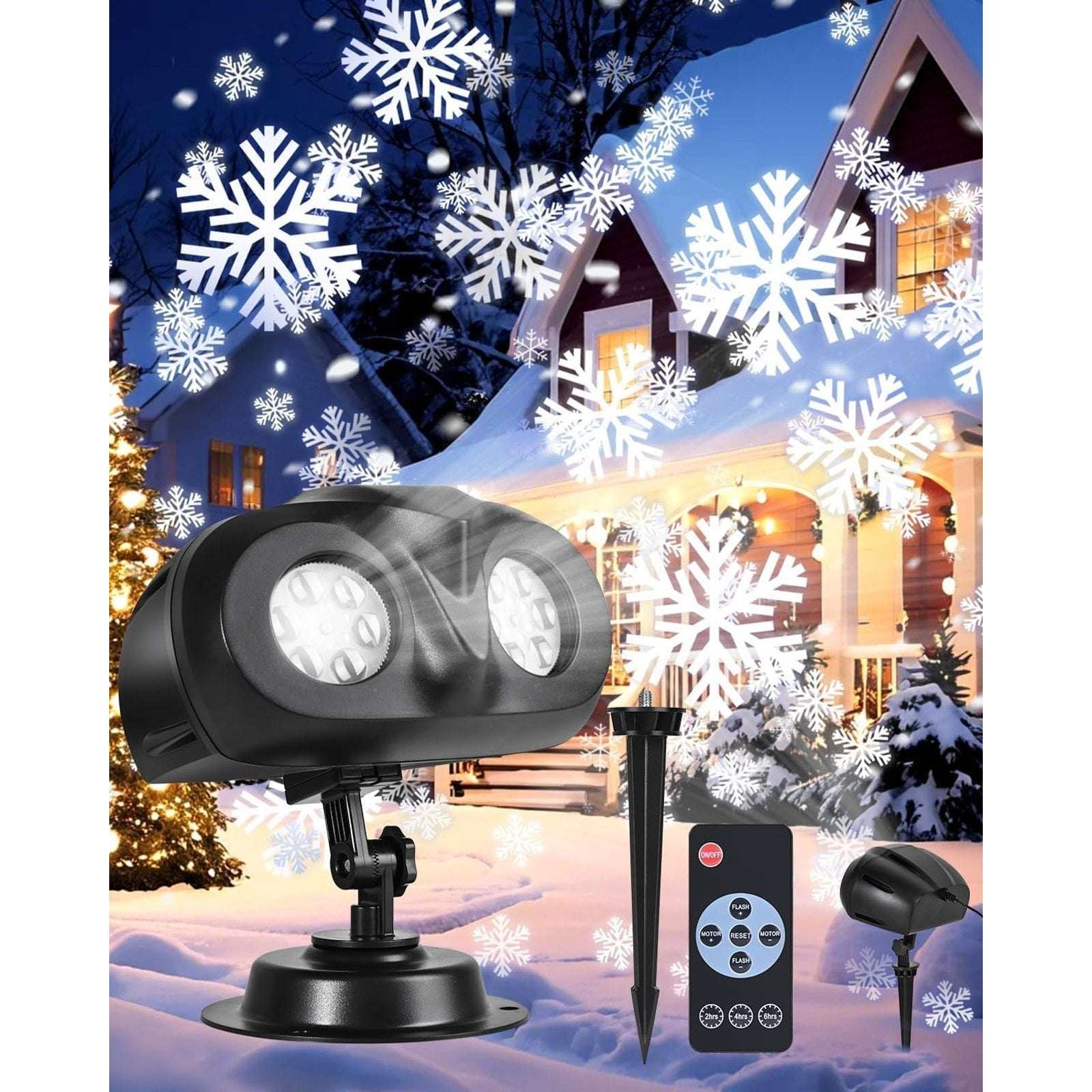 Christmas Snowflake Projector Outdoor Snowfall Landscape Spotlight with Remote