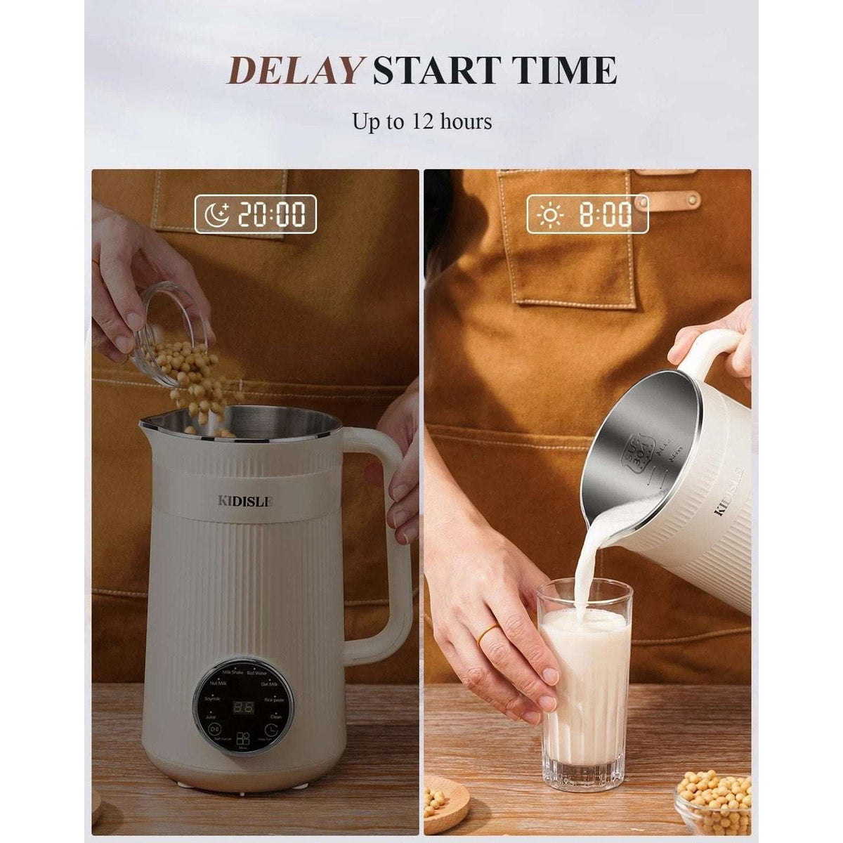 KIDISLE 8 in 1 Nut Milk Maker Blender, 32oz Homemade Soy, Almond, Oat, Coconut,