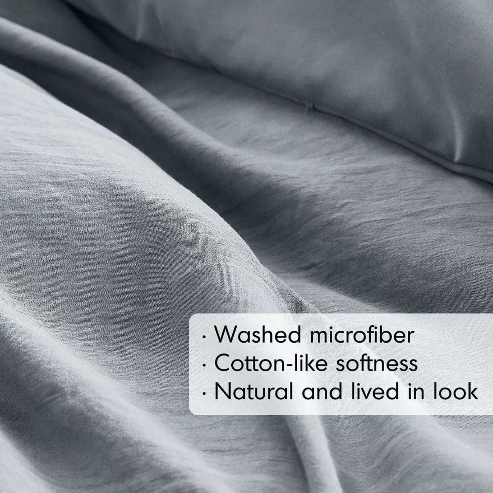 King Size 3PC PORTER Soft Washed Cotton Pinch Pleated Duvet Set Slate Gray/Blue