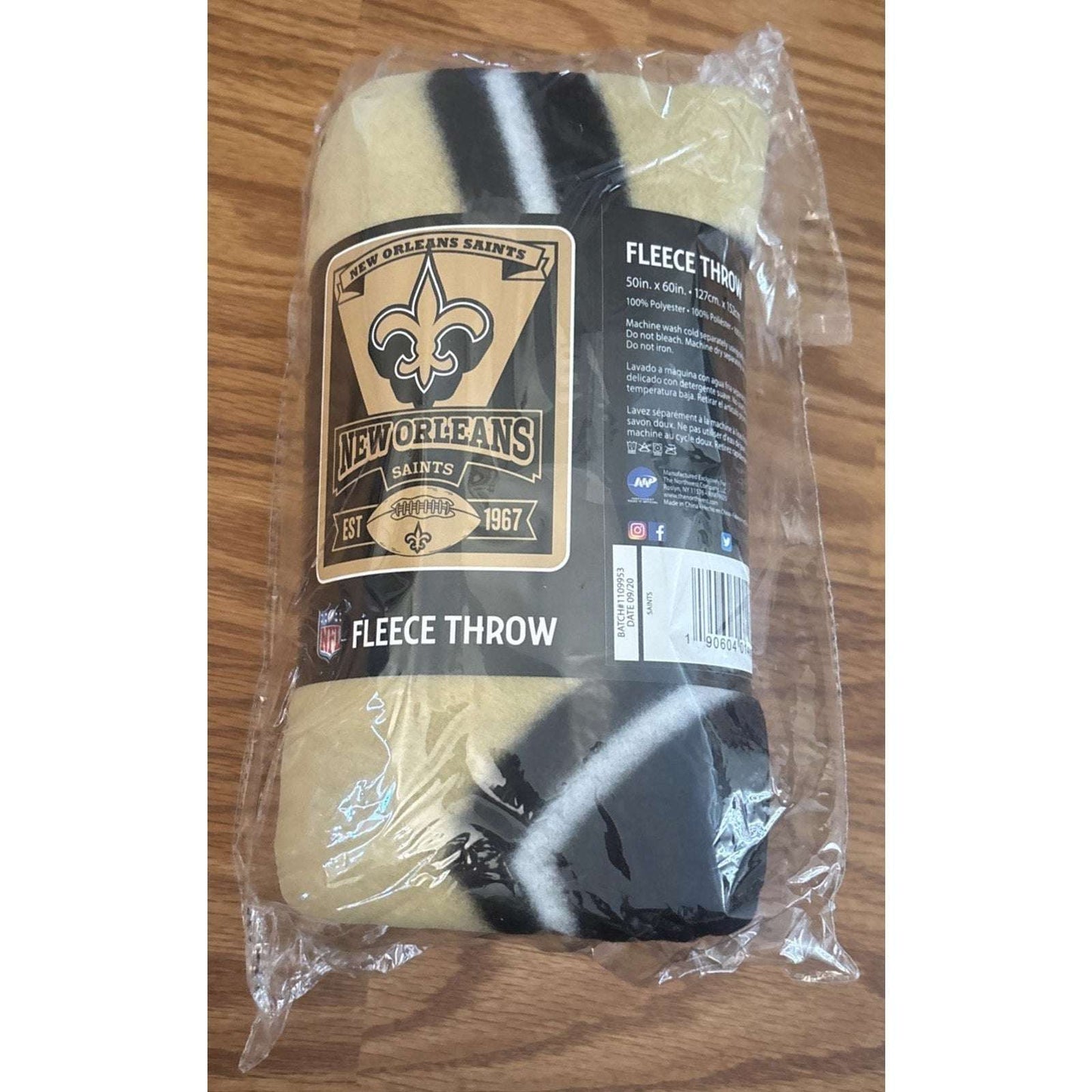 New Orleans Saints Stadium Blanket Fleece Throw Soft Marque NFL Licensed New