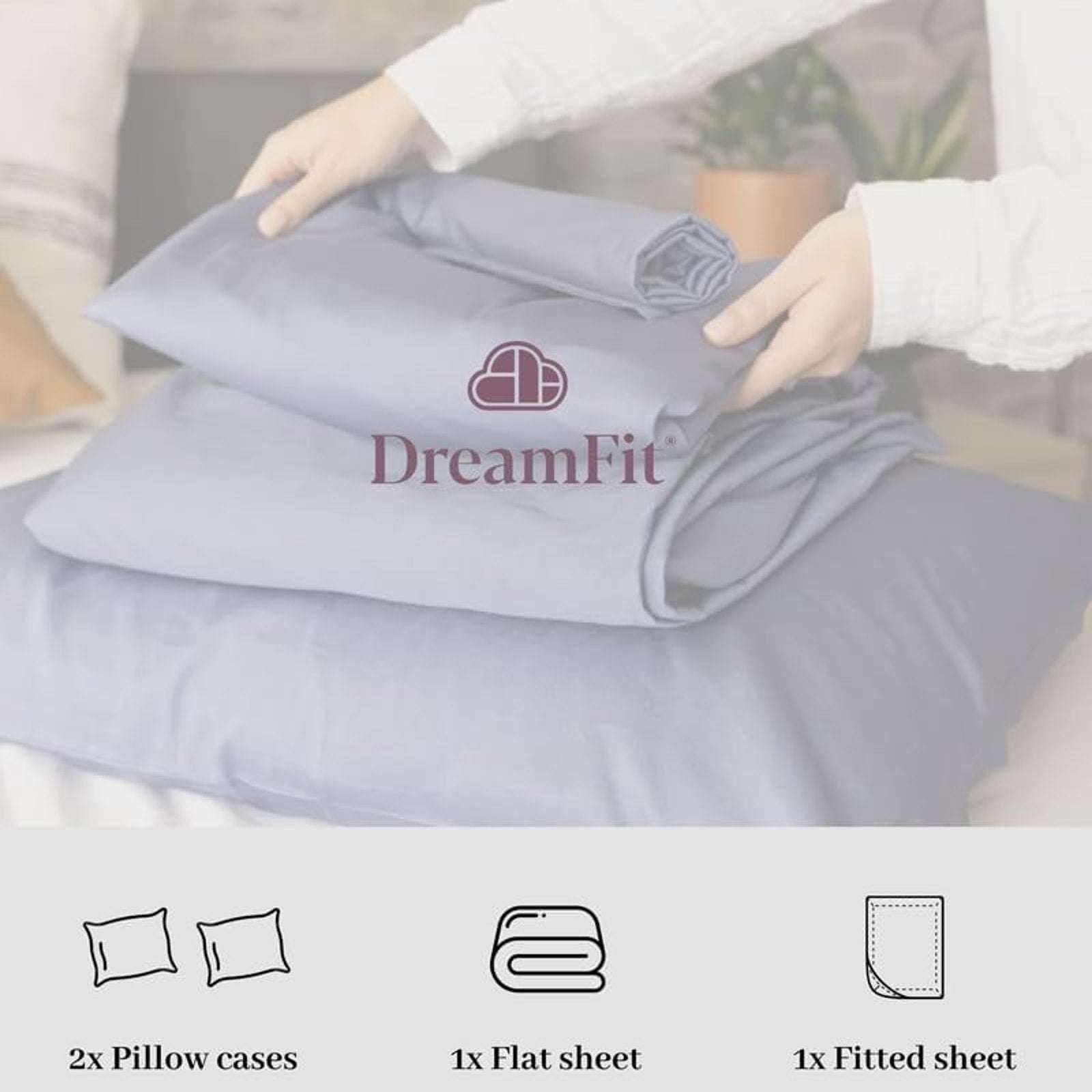 DreamFit DreamComfort 100% Natural Long Staple Cotton Queen Size Sheet Set, Sage