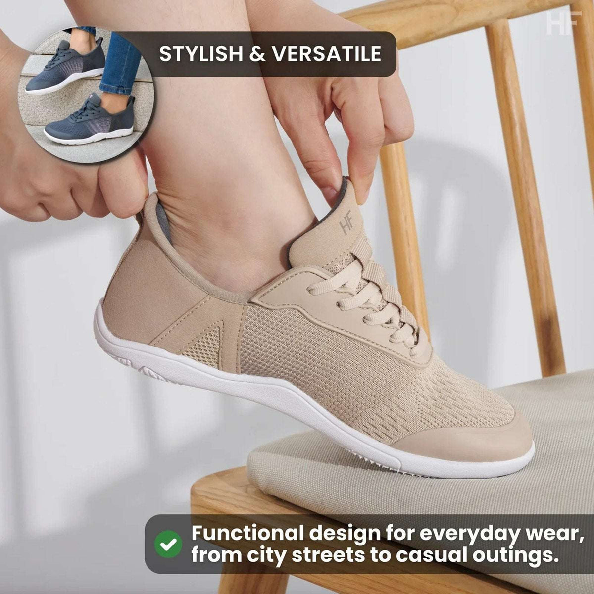 Hike Footwear HF Stride Beige Barefoot Sneakers Unisex Size EU 36 W 6 M 4