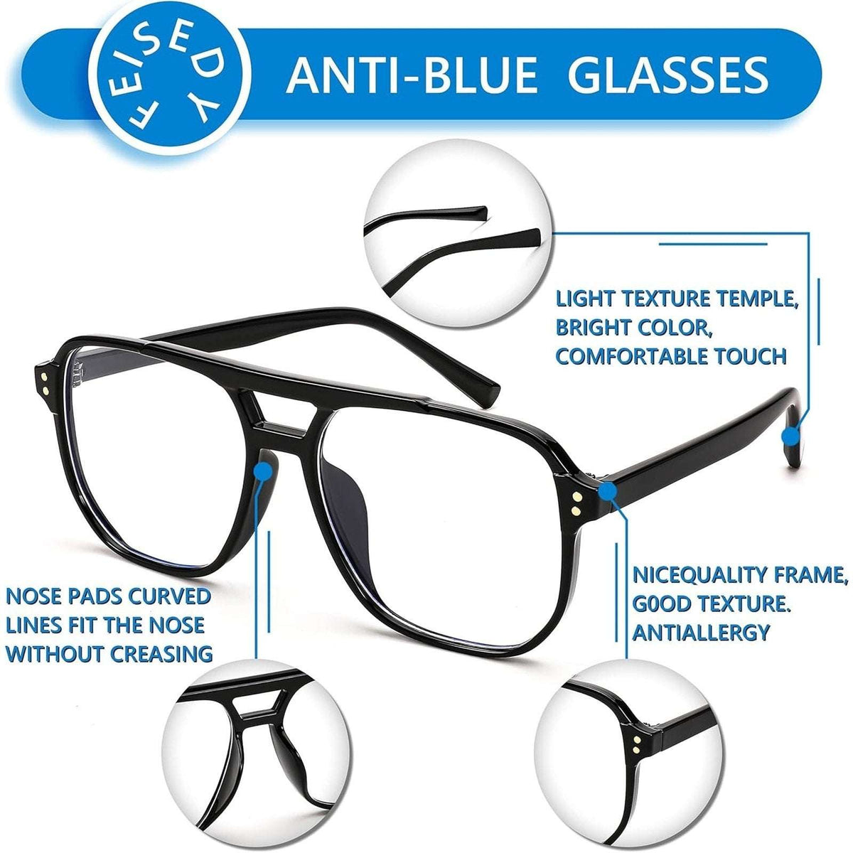 Blue Light Blocking Glasses Fake Nerd Clear Square Computer Lightweight Oversize