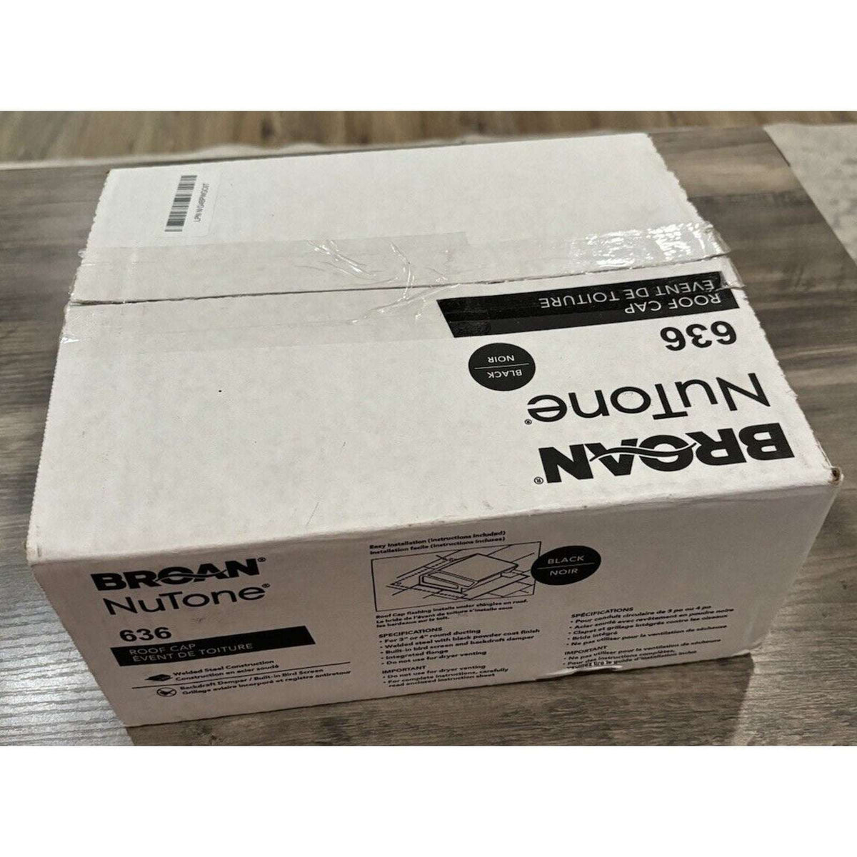 Broan NuTone 636 Roof Cap w Built-in Damper / Bird Screen for 3" 4" Round Duct