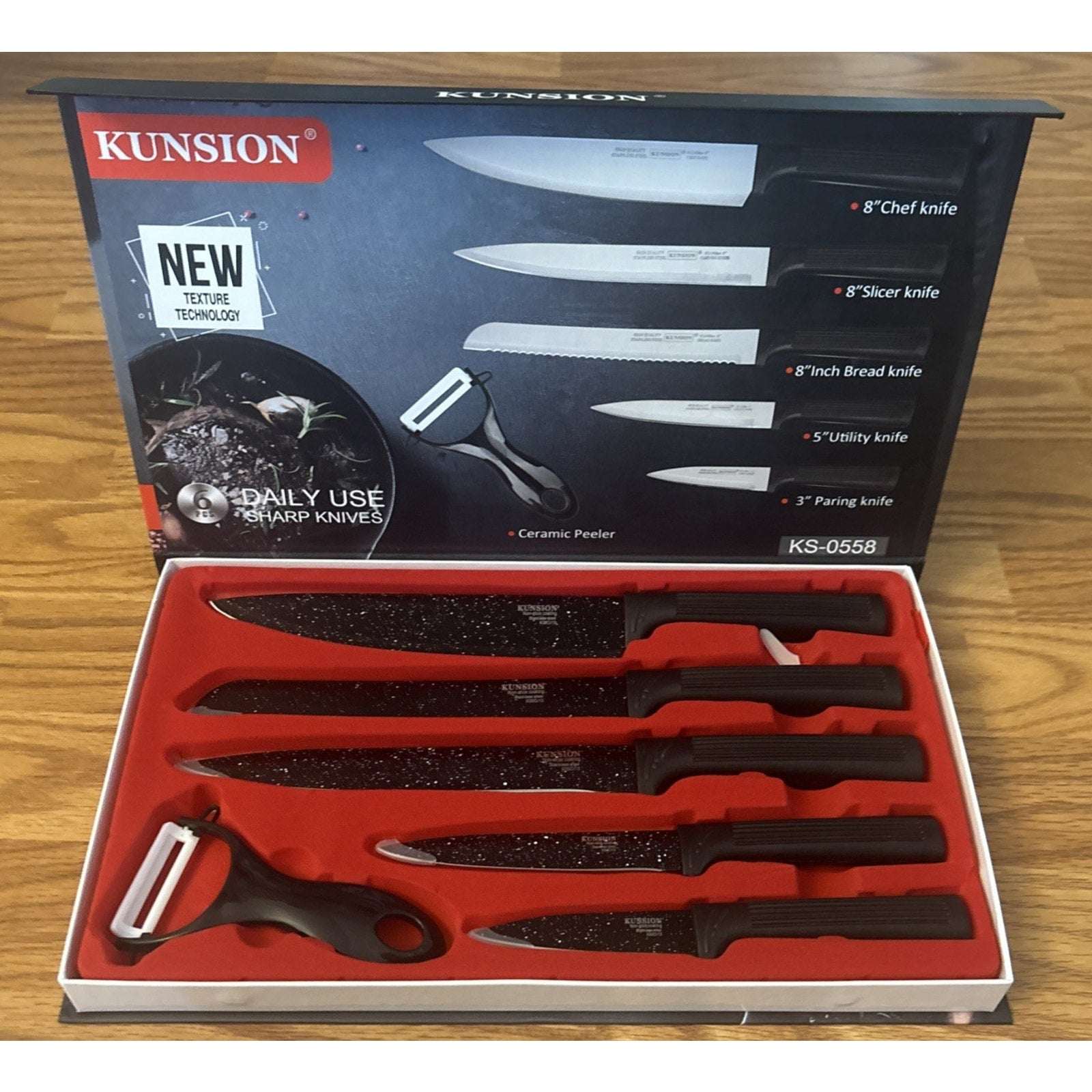 Culinary Knife Set KUNSION KS-0558 Non Stick, Stainless Steel 6 Piece Set