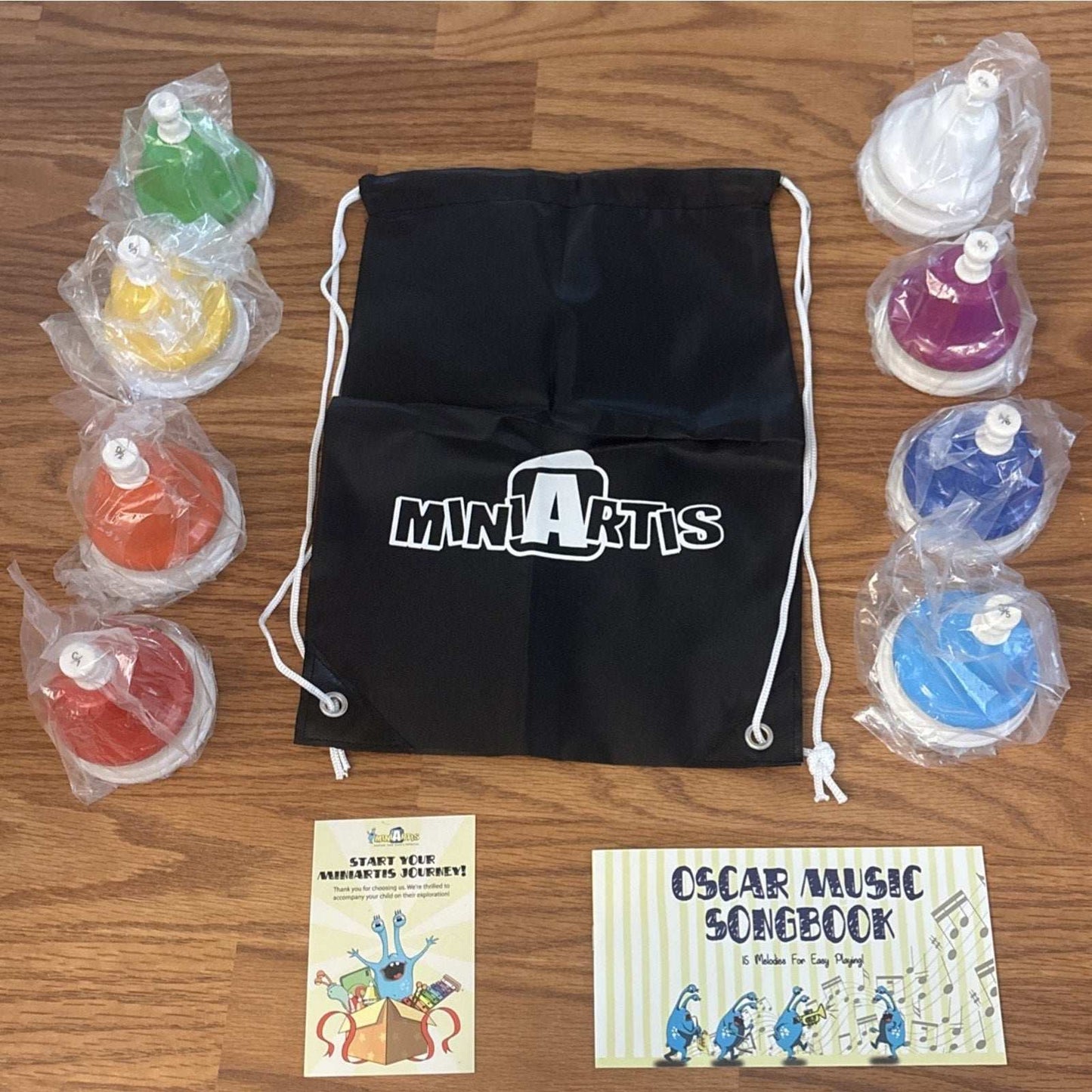 MINIARTIS Desk Bells for Kids Educational Music Learning Toys + Song Book & Bag