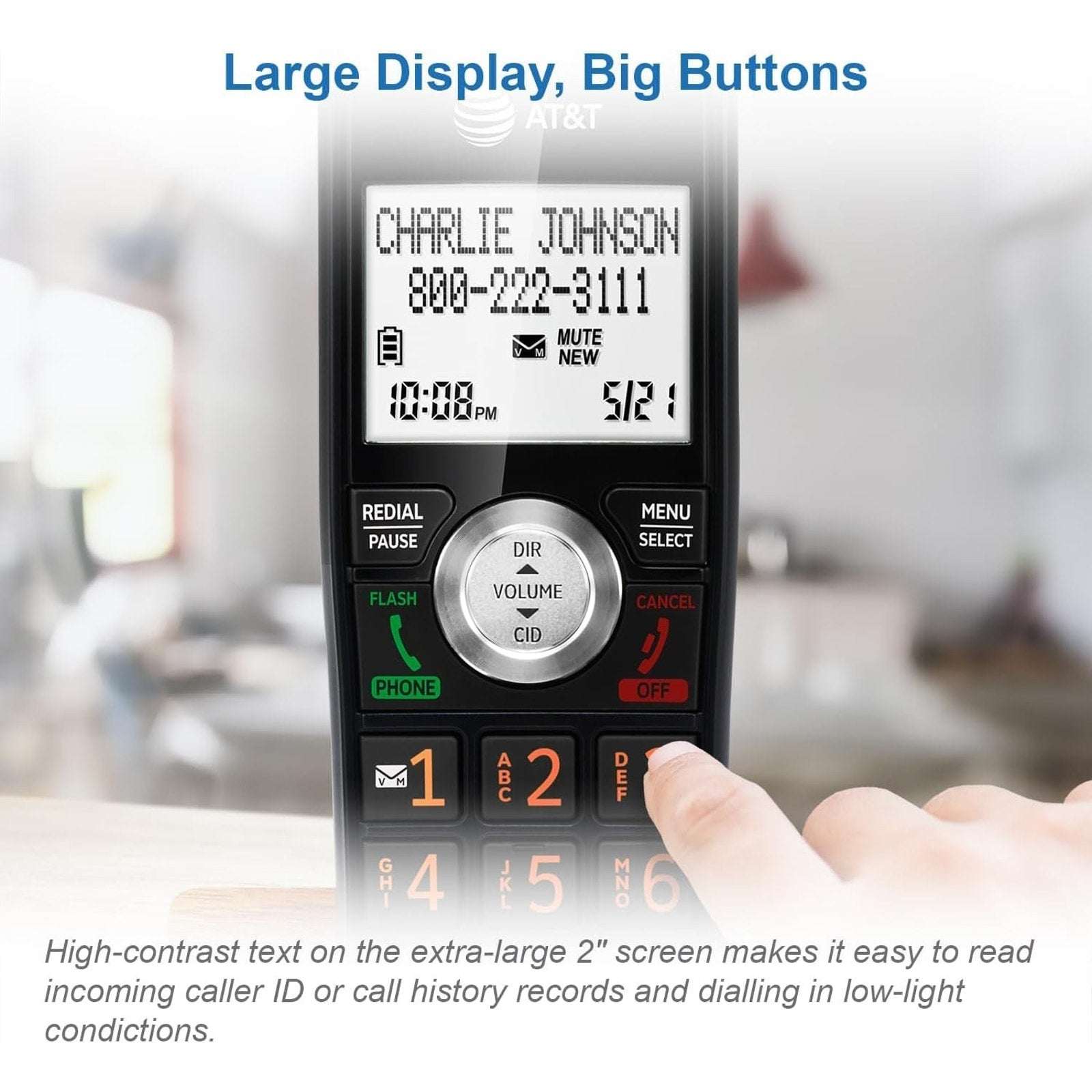 CL82167 DECT 6.0 Cordless Phone w/ Answering Machine, Call ID/Block Wood Grain