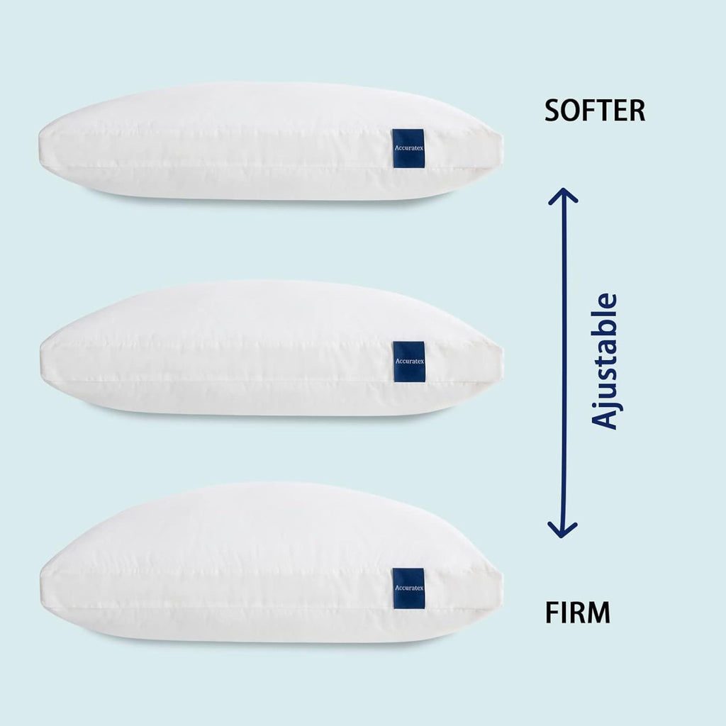 Set of 2 ACCURATEX Adjustable Queen Sz Bed Pillows Hybrid Shredded Memory Foam
