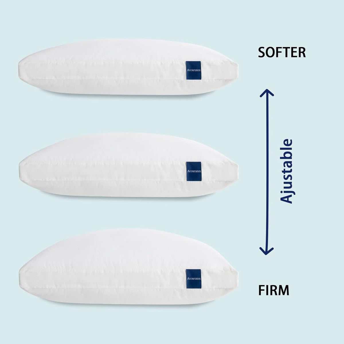 Set of 2 ACCURATEX Adjustable Queen Sz Bed Pillows Hybrid Shredded Memory Foam