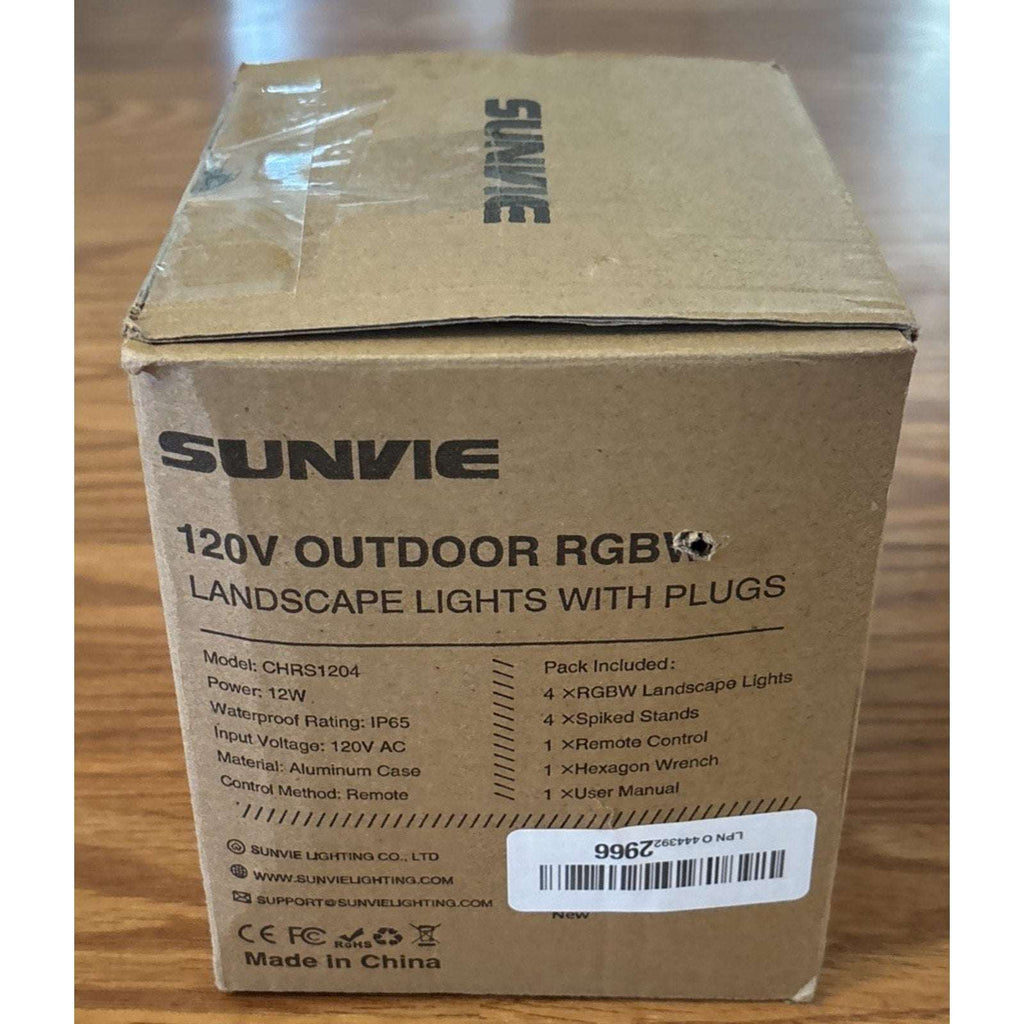 SUNVIE 4 Pack RGBW 12W Outdoor Waterproof Landscape Spotlights Plug-In w/ Remote