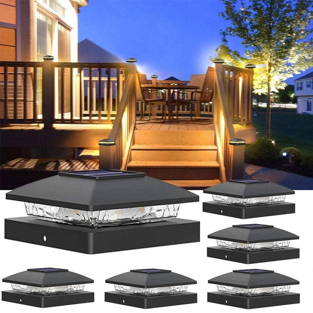 12 Pack Solar Post Cap Lights For 4x4 Outdoor Waterproof LED Deck Fence Black