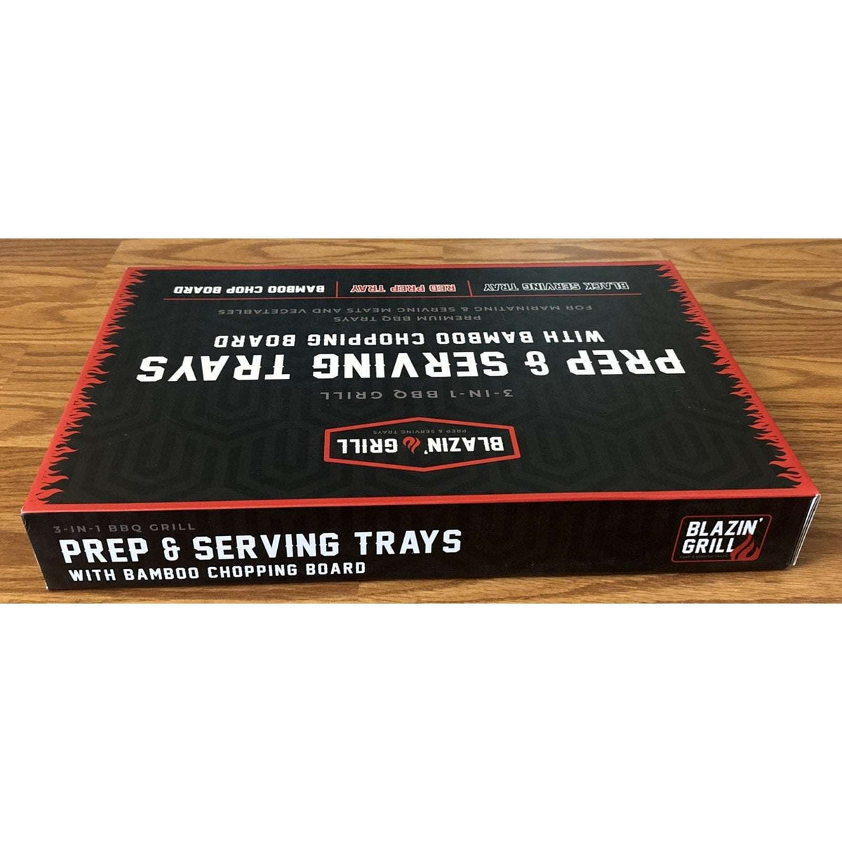 Melamine Grill Prep Serving Trays w/ Cutting Board 3PC Stackable BBQ Set