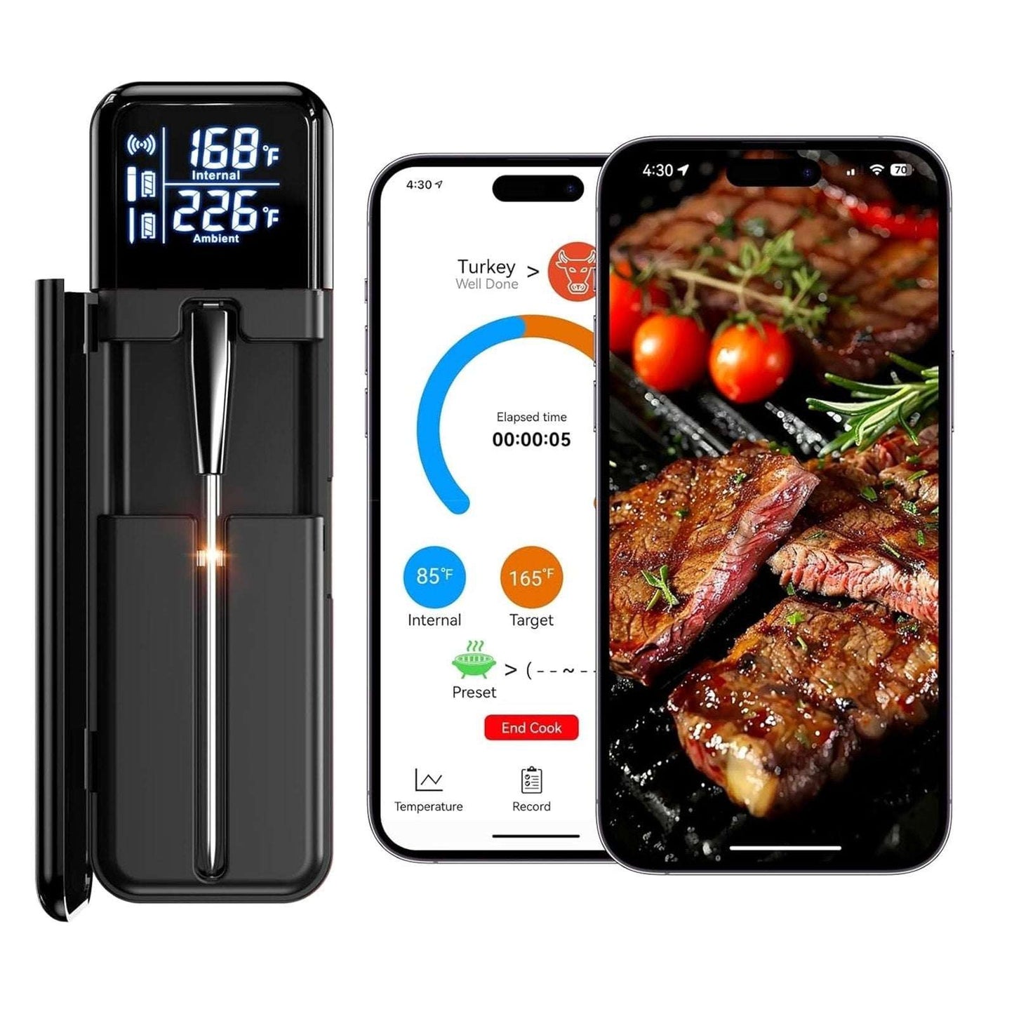 Smart Wireless Bluetooth Meat Thermometer Multi-Sensor, Instant Read with APP