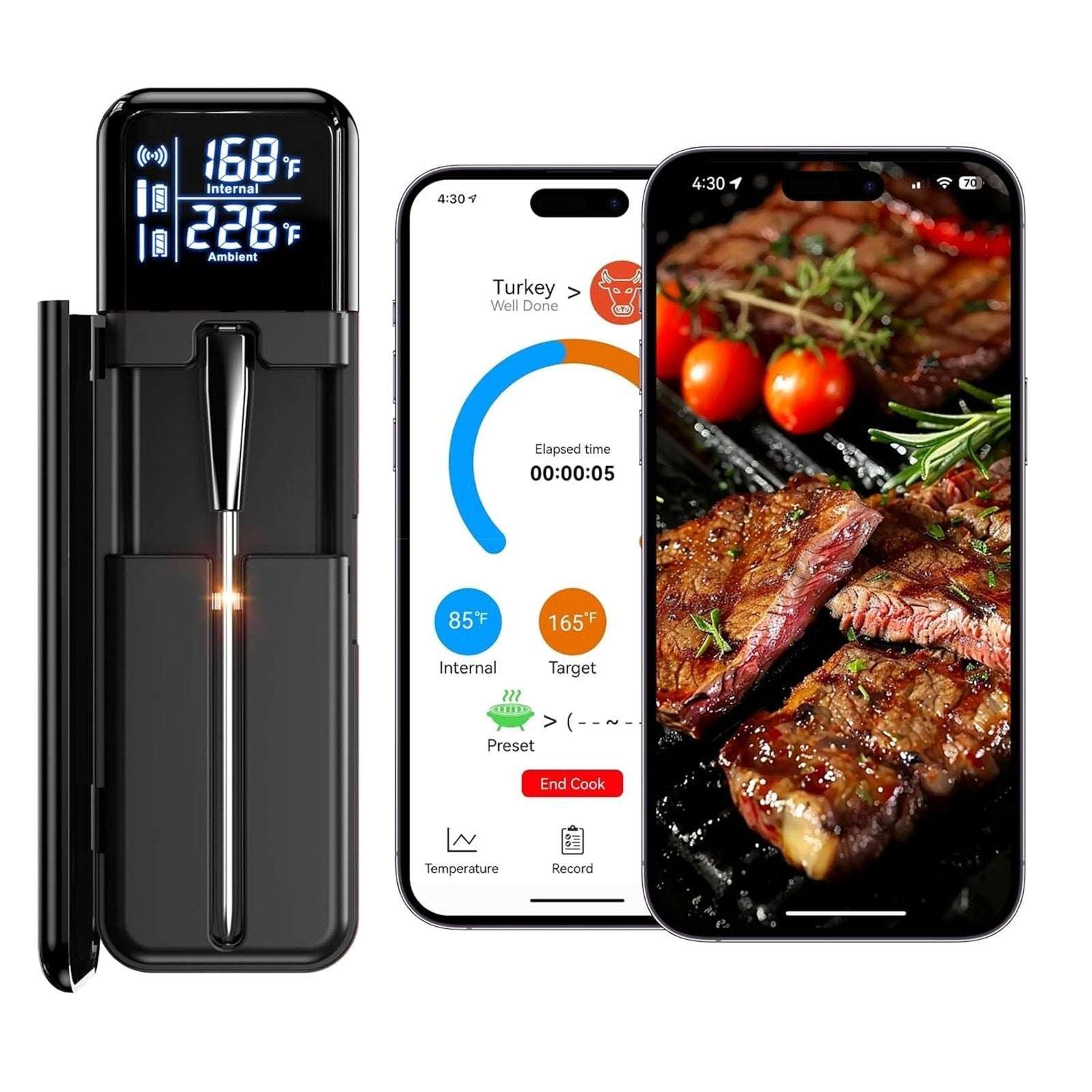 Smart Wireless Bluetooth Meat Thermometer Multi-Sensor, Instant Read with APP