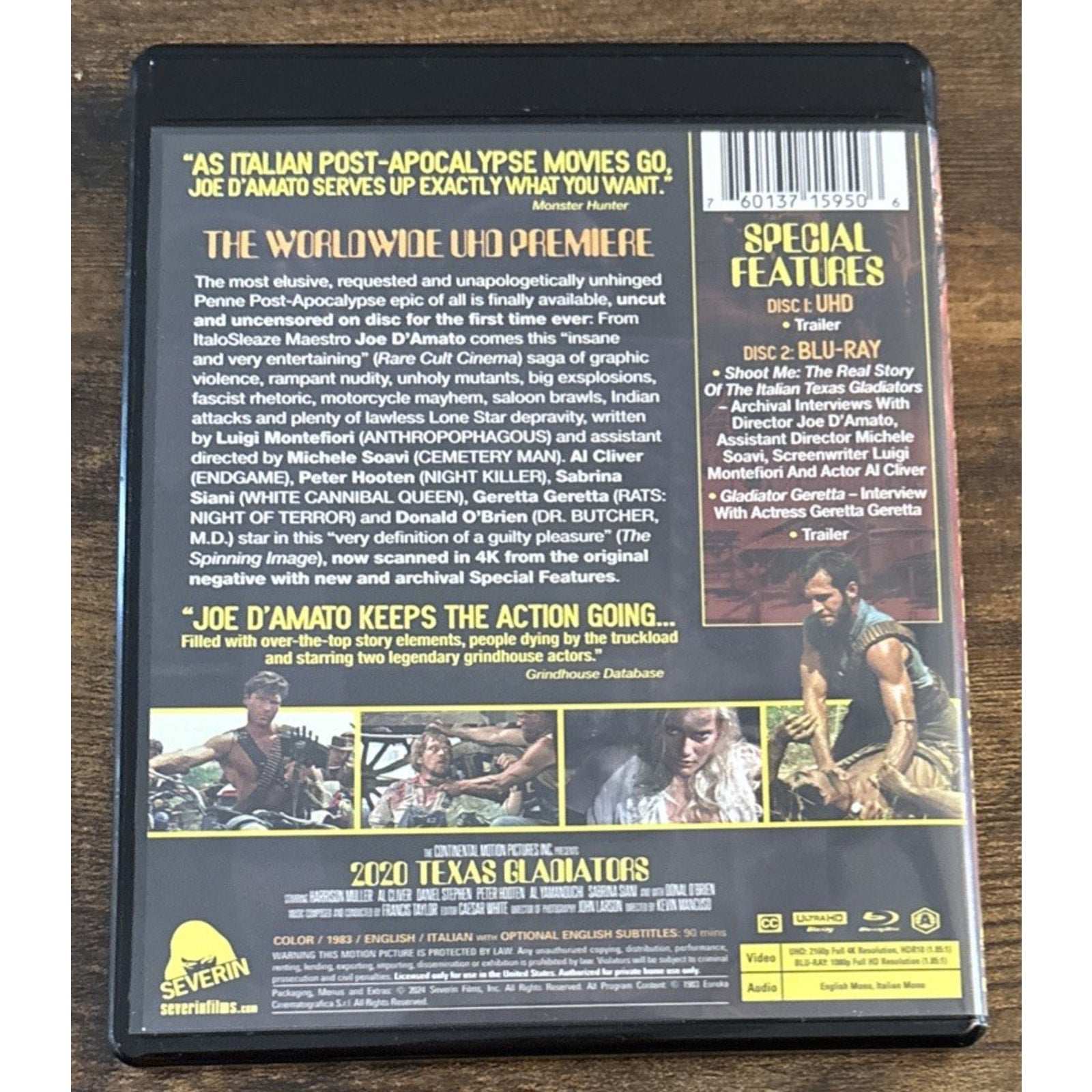 2020 Texas Gladiators 4K UHD Blu-ray 2 Disc Set Severin Cult Film