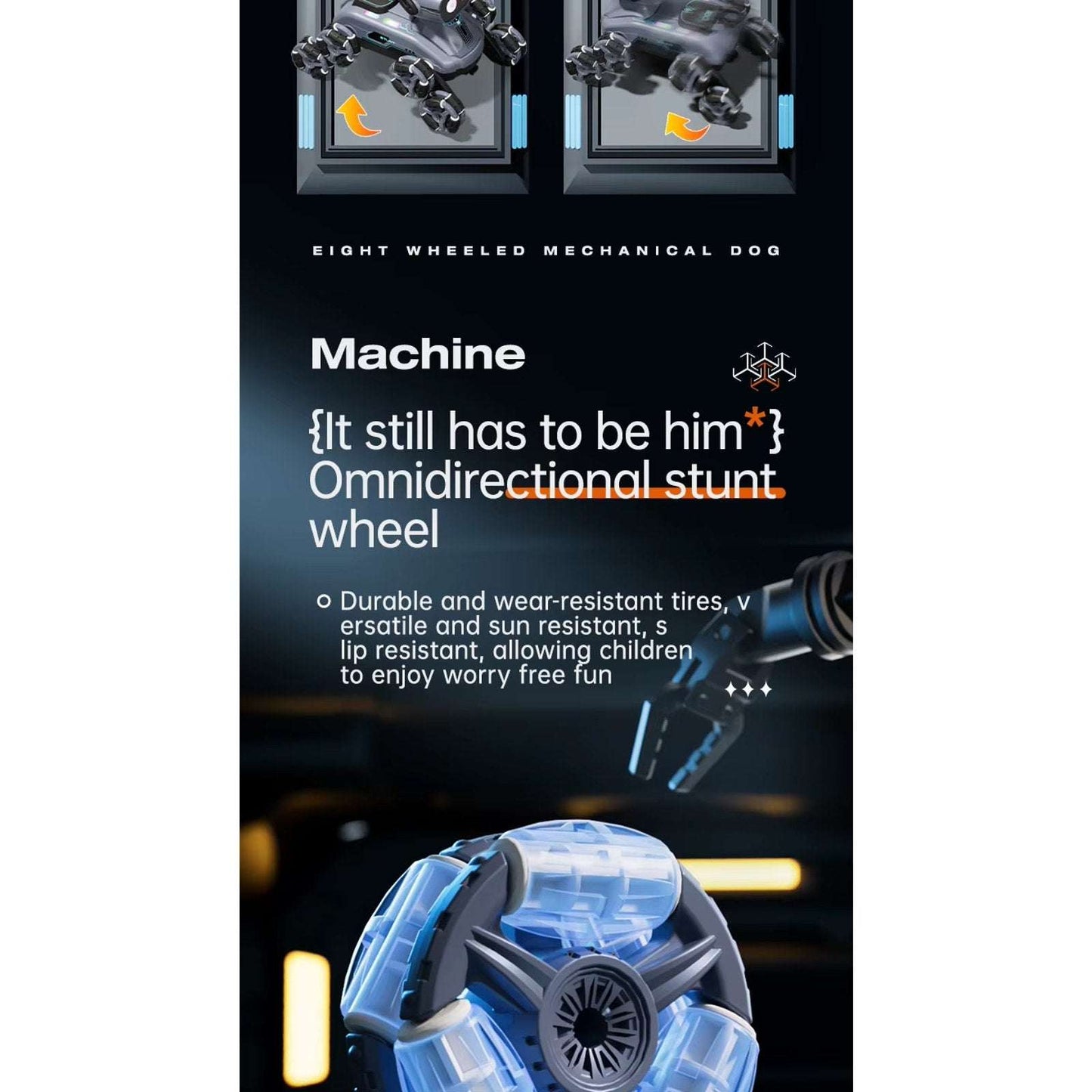 8WD Smart Remote & Gesture Dual Control Robot Dog Interactive Climbing Stunt Pet