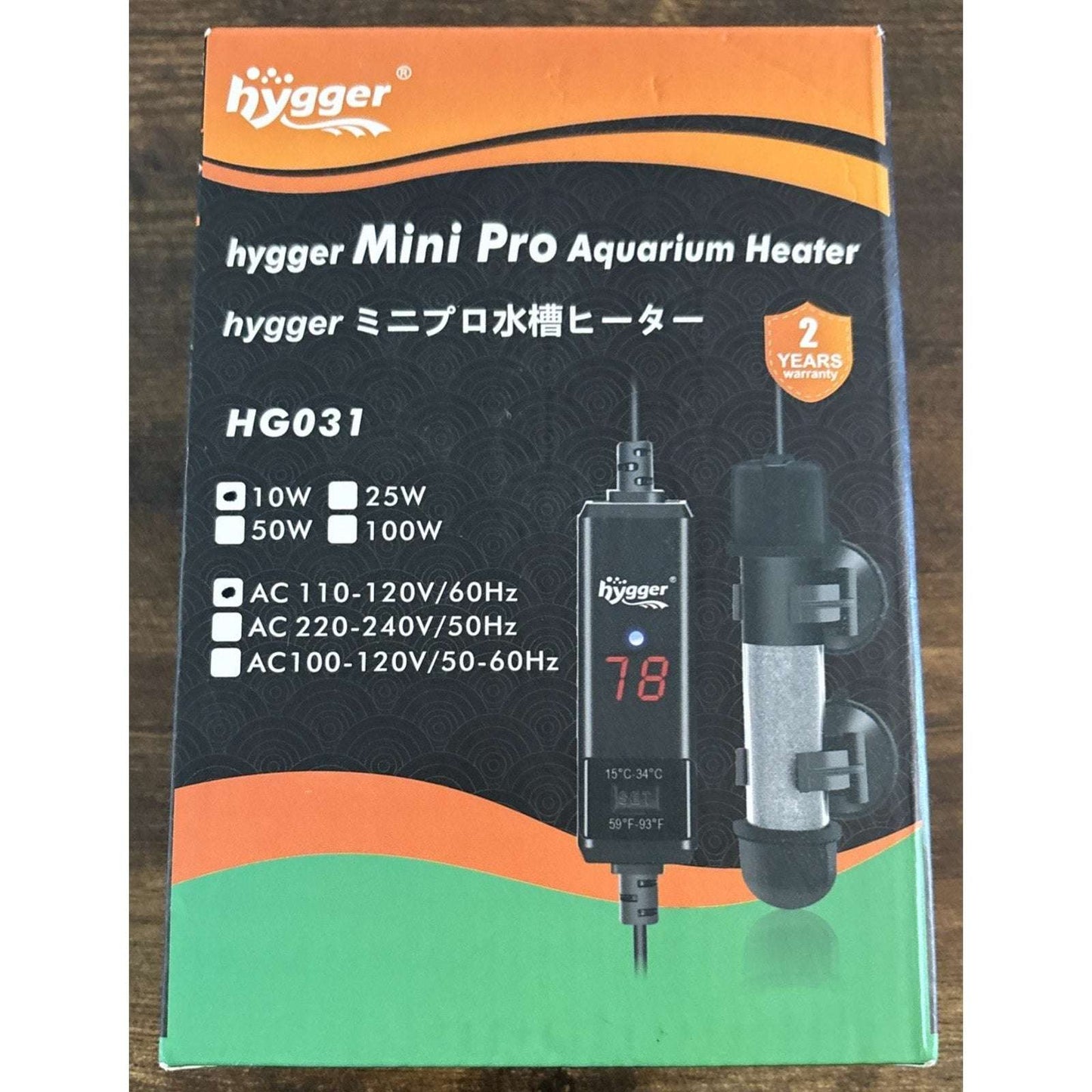 hygger Pro Aquarium Heater Submersible Fish Tank Adjustable 10W HG031 Fresh/Salt