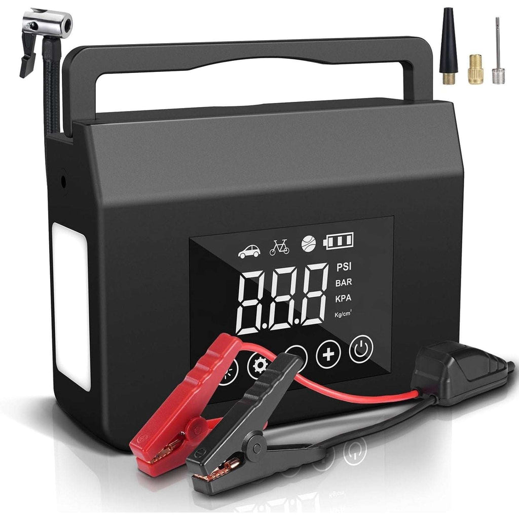 4000A 12V Car Jump Starter, 15000mAh Power Bank, Air Pump & LED Light Gas/Diesel