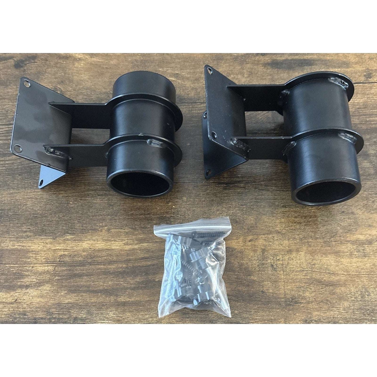 2Pc Steel Patio Umbrella Holder Corner Deck Mount Outdoor Umbrella Clamp Bracket