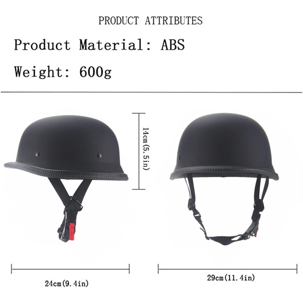 German Style Motorcycle Half Helmet Open Face Retro XL Matte Black DOT Approved