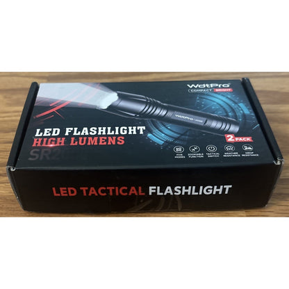 LED Tactical Flashlight 2 Pack, Waterproof, High Lumens, 5 Modes, Zoomable, SOS