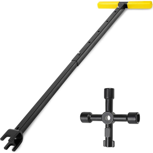 37" Telescopic Steel Water Meter Valve Key Main Shut Off Tool 4-Way Utility Key