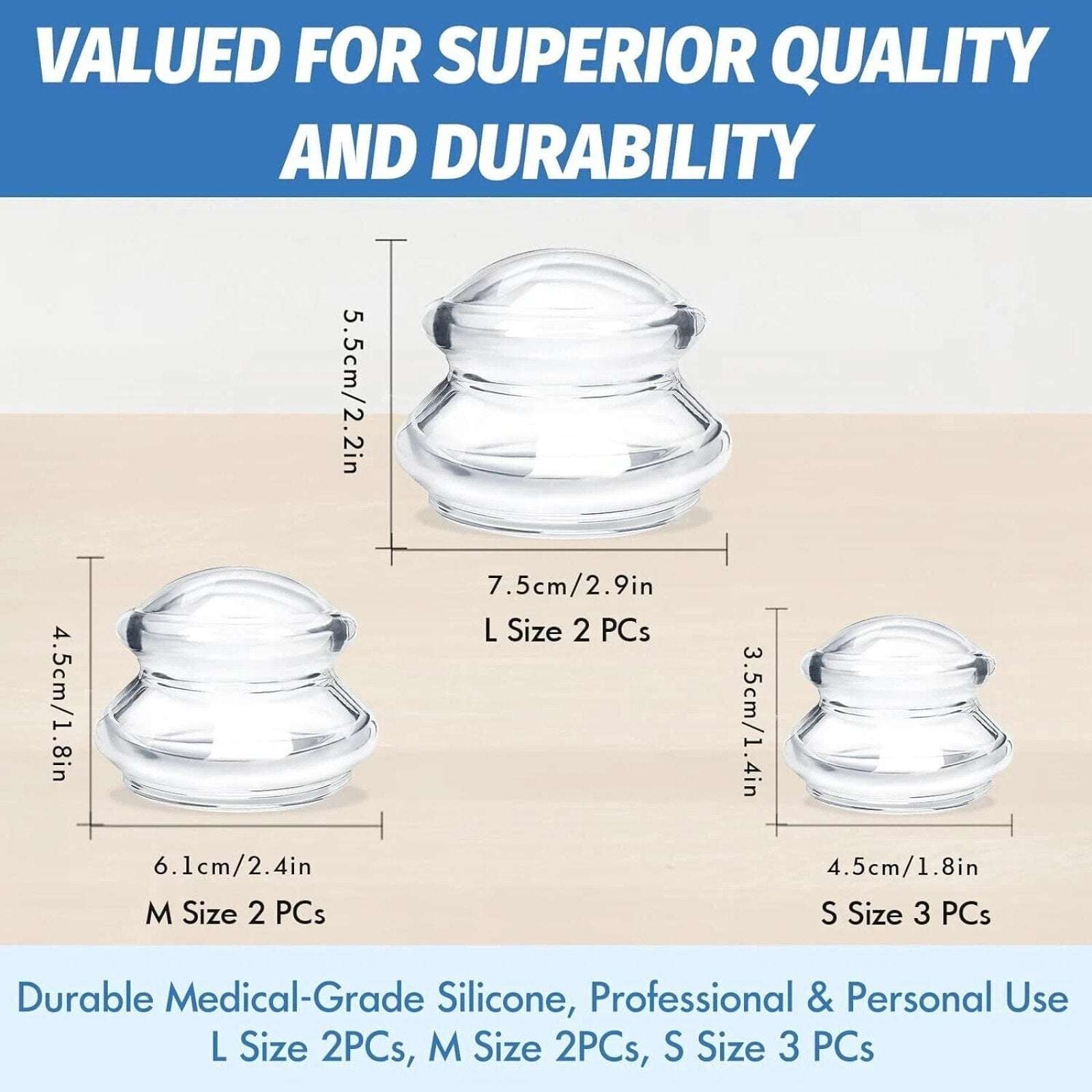 ELERA 7Pc Silicone Cupping Therapy Set, Chinese Massage for Cellulite Reduction