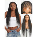 Boho 13X6 HD Lace Cornrow Twisted Braid Wig w/ Baby Hair 28" 180% Density Black
