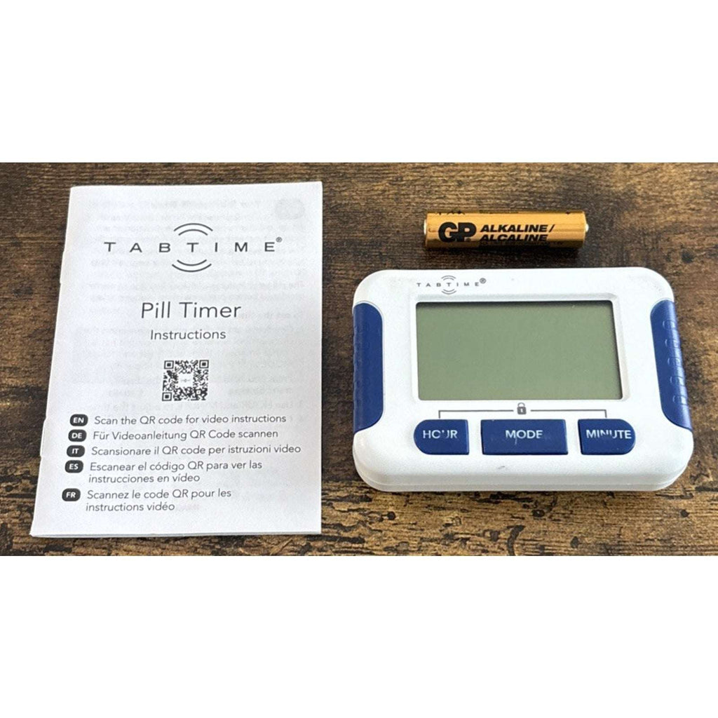 TabTIME Electronic Pill Timer Reminder with 8 Daily Alarms, Lockable Keys, 12/24