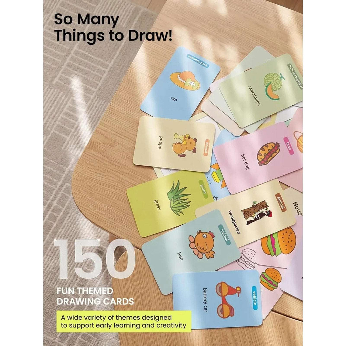 Smart Drawing Robot for Kids w/ 150 Cards, Lights & Voice Guide Educational Art