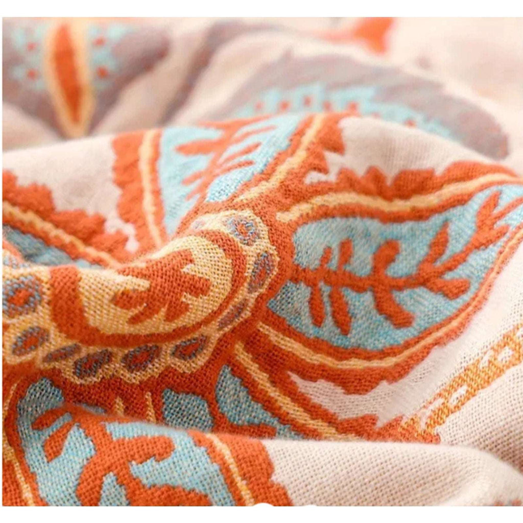 Casa & Beyond Cotton Floral Boho Reversible Blanket 91" x 98" + 4 Pillow Shams