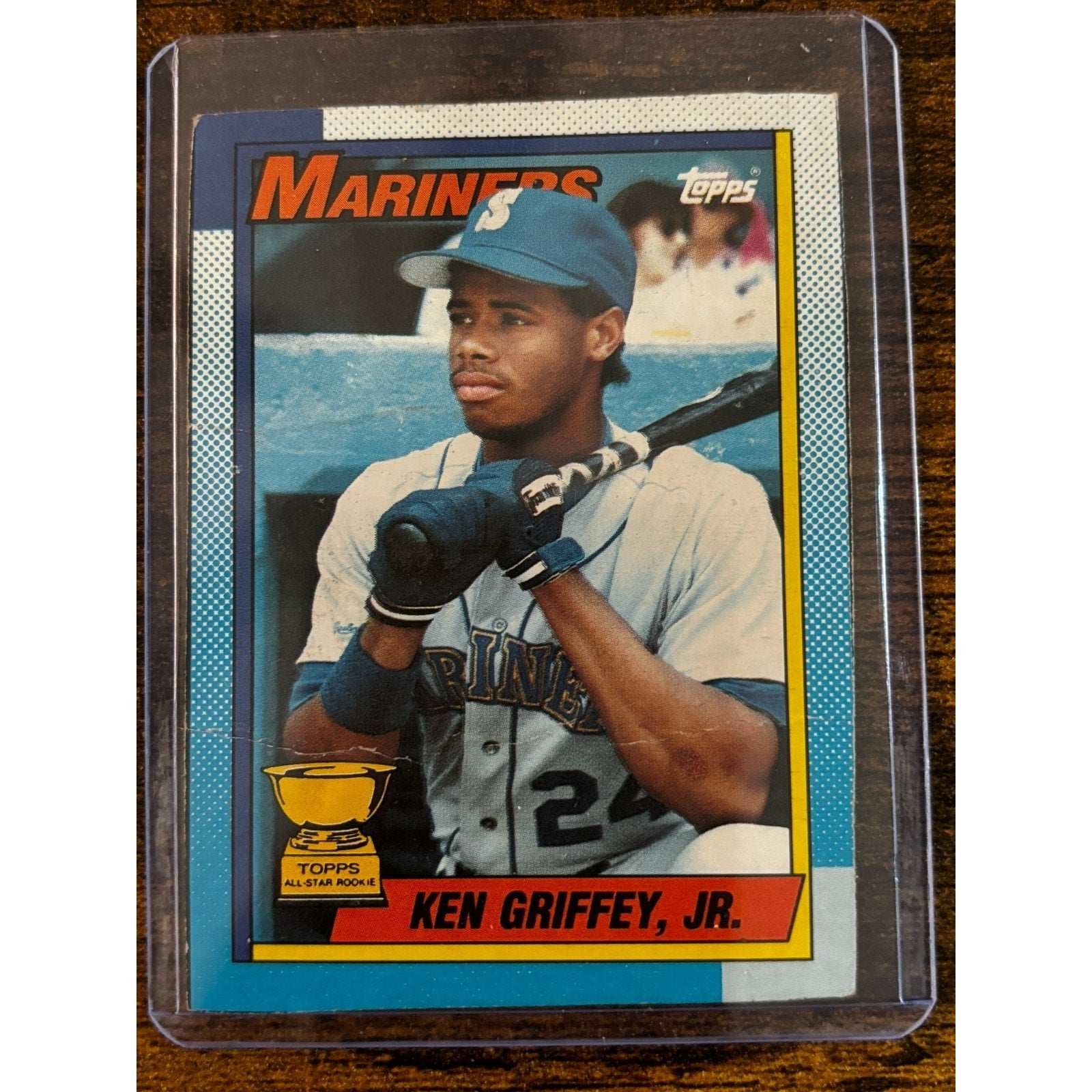 1990 TOPPS KEN GRIFFEY JR. ~ SCAR & BLANK BACK BOX TOP CARD ~ MARINERS - RC