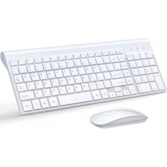 Topmate KM9000 Ultra Slim Wireless Keyboard and Mouse Combo White Silent Compact