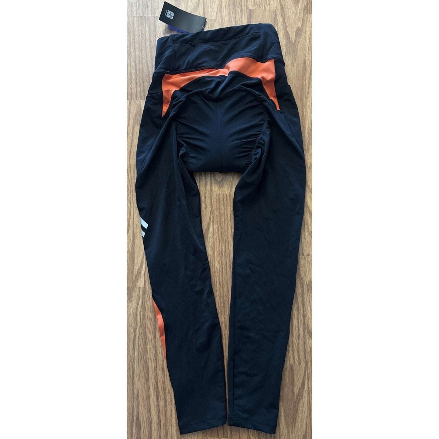 Beroy Men's Small Cycling Padded Pants Black and Orange Bike Leggings Brand New