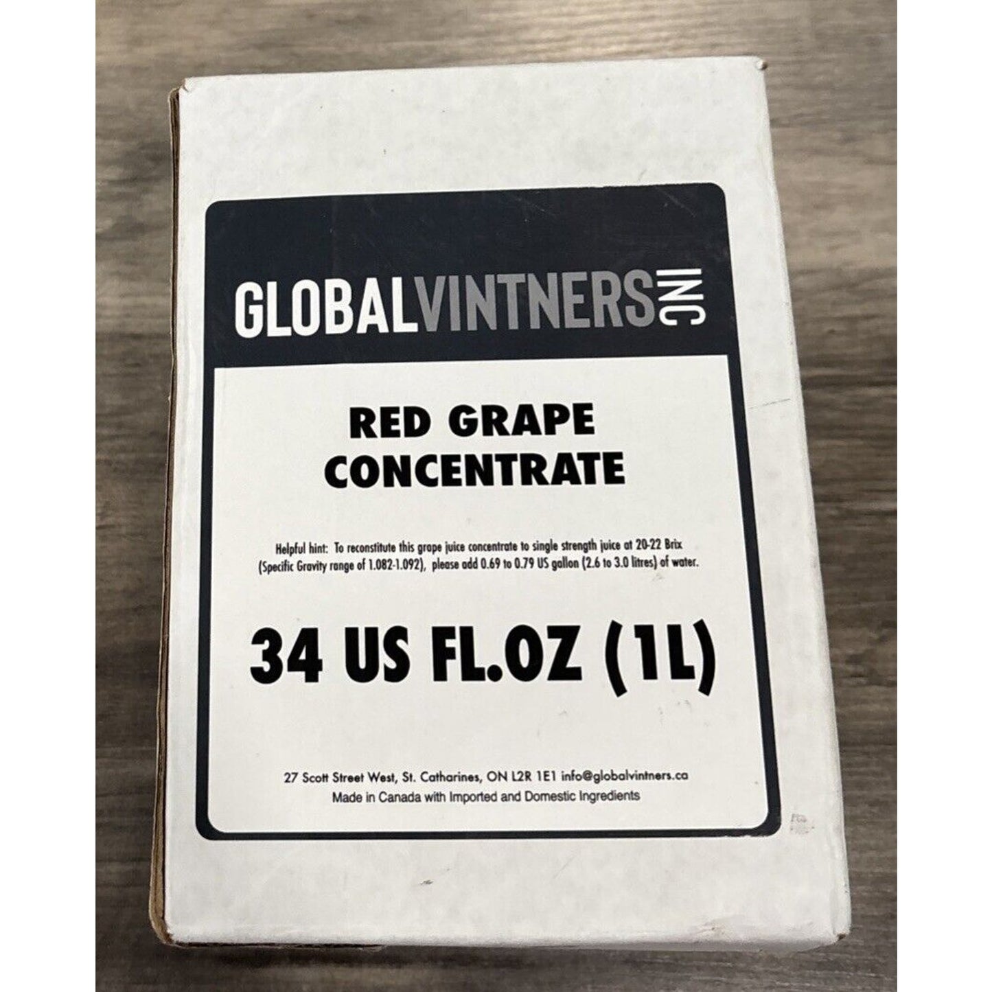 Global Vintners Inc Red Grape Concentrate 1 Liter / 34 US FL. OZ for Wine Making