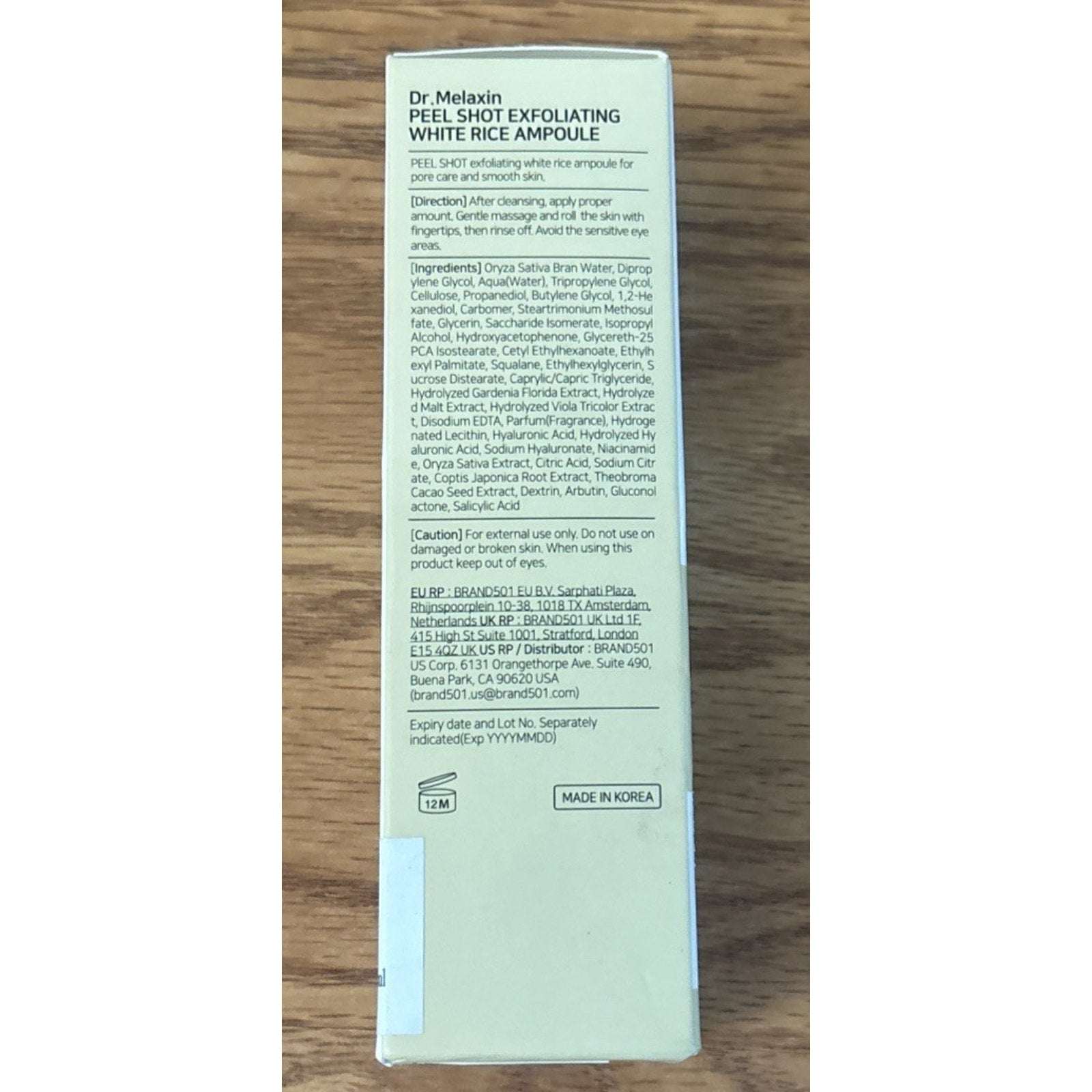Dr.Melaxin Peel Shot Glow Exfoliating White Rice Ampoule +Niacinamide 2.7 fl.oz.