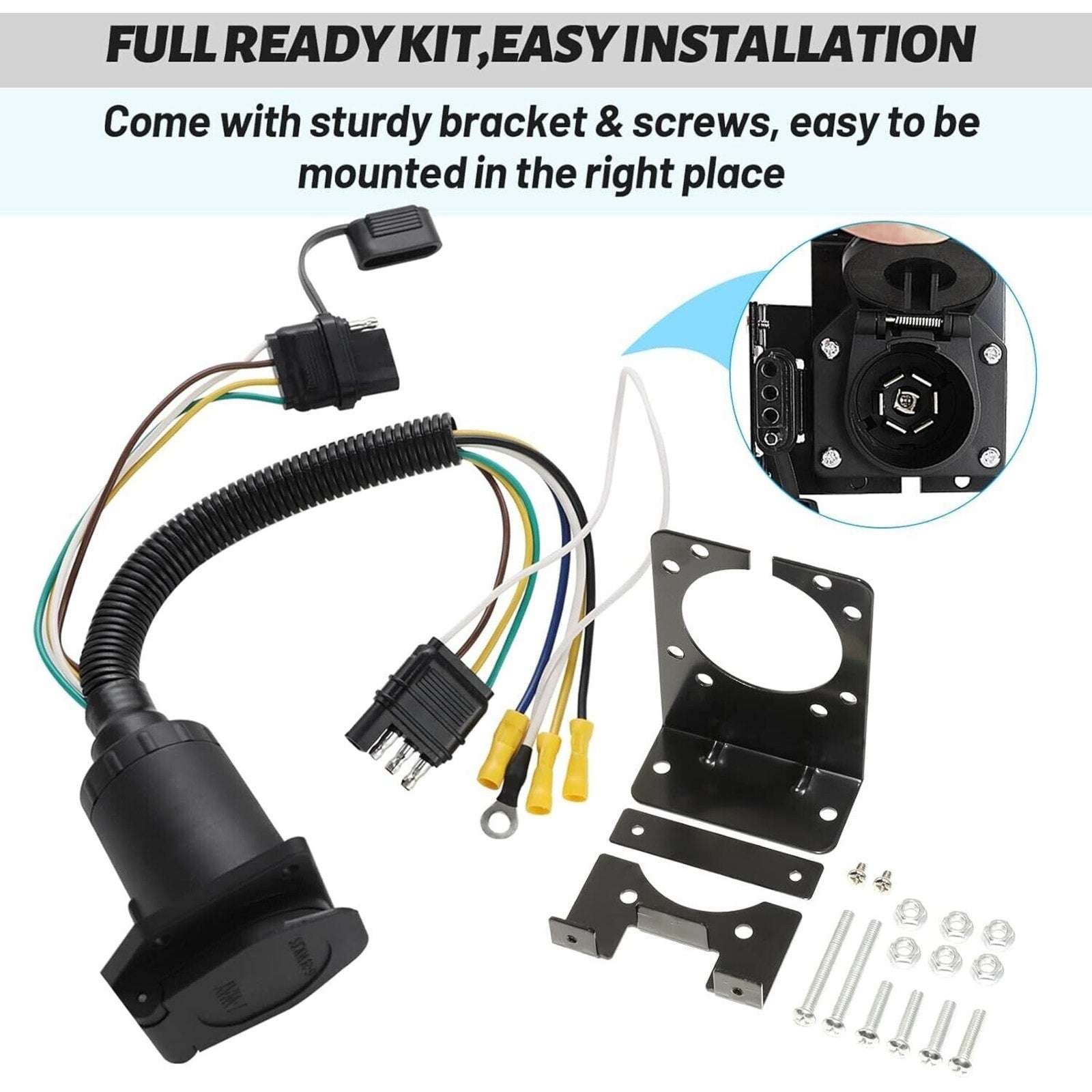 Multi-Tow 4-Way Flat to 7-Way RV Blade & 4-Way Flat Trailer Wiring Adapter Kit