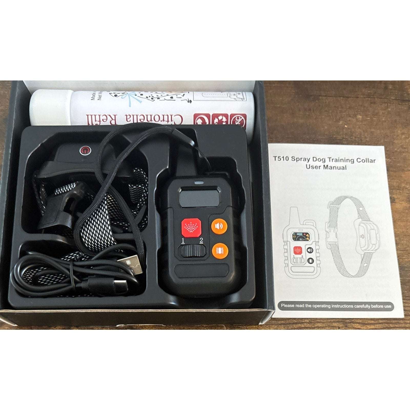 Citronella Spray Training Dog Collar Rechargeable Waterproof + 1 Spray Refill