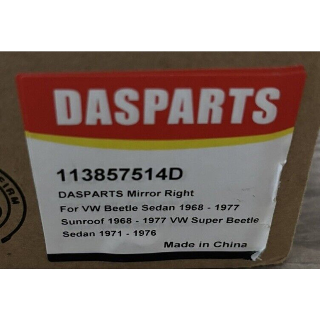 DASPARTS Right Mirror For VW Beetle 1968-1977 Sedan & Sunroof & 71-76 Super Beet