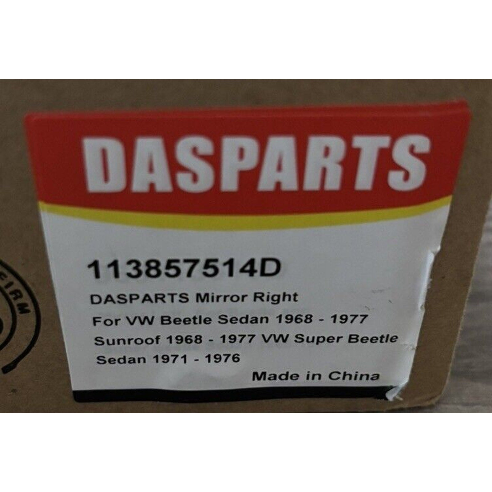 DASPARTS Right Mirror For VW Beetle 1968-1977 Sedan & Sunroof & 71-76 Super Beet