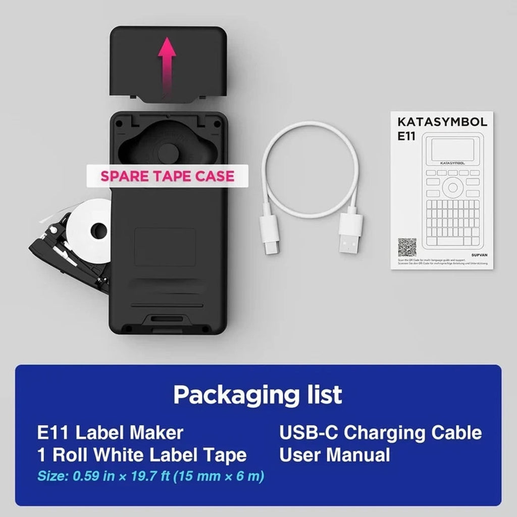 SUPVAN E11 Thermal Inkless Label Maker Bluetooth Keyboard Rechargeable APP Comp