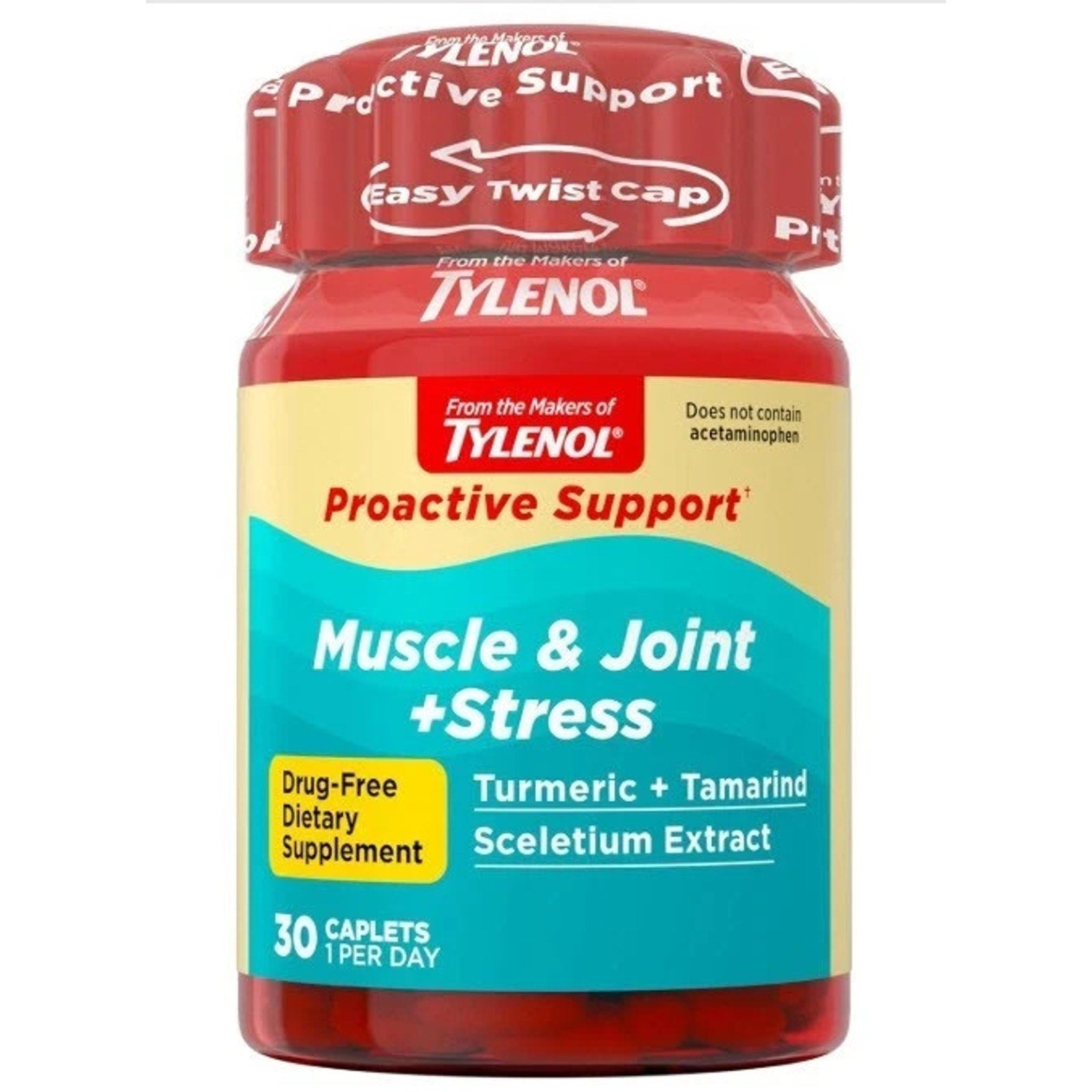 2 Pack TYLENOL Proactive Support Muscle & Joint + Stress 60ct Tumeric + Tamarind
